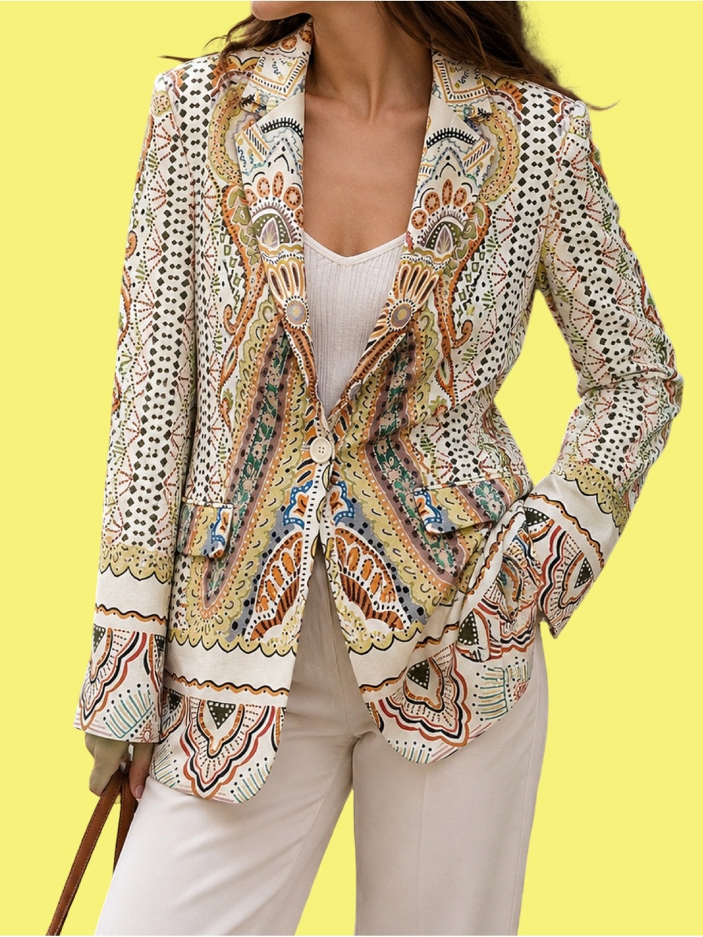 ZARA Paisley-Print Single-Button Blazer